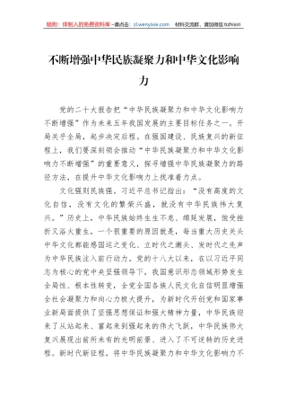 不断增强中华民族凝聚力和中华文化影响力