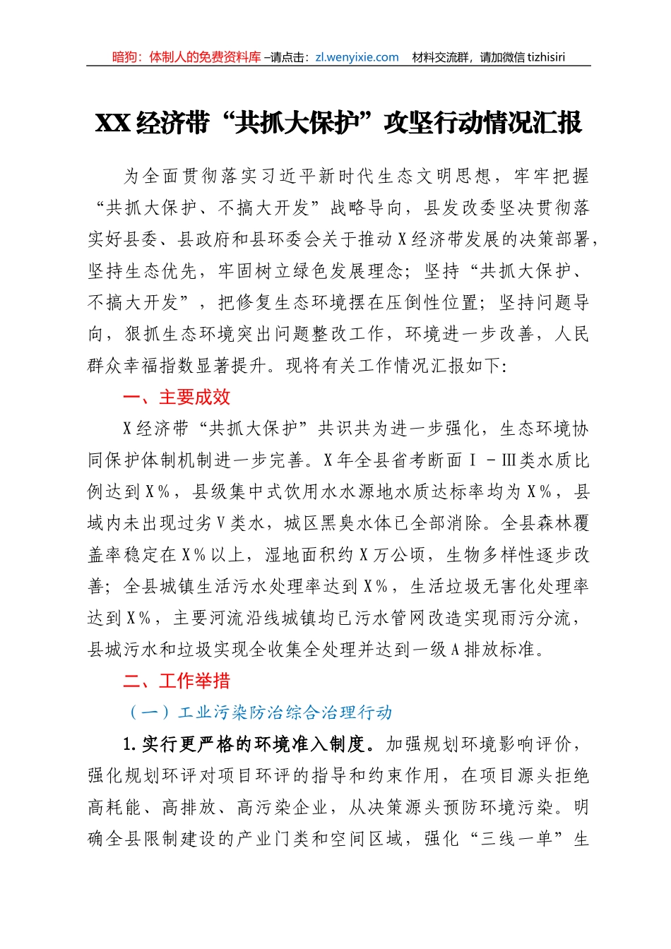 XX经济带“共抓大保护”攻坚行动情况汇报_第1页