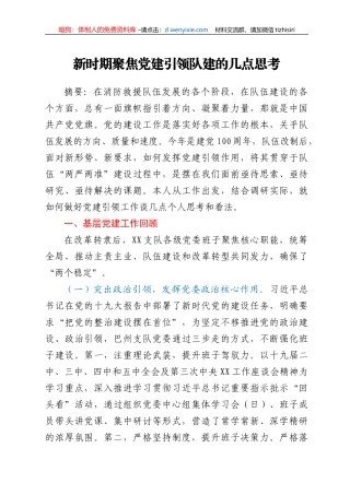 新时期聚焦党建引领队建的几点思考