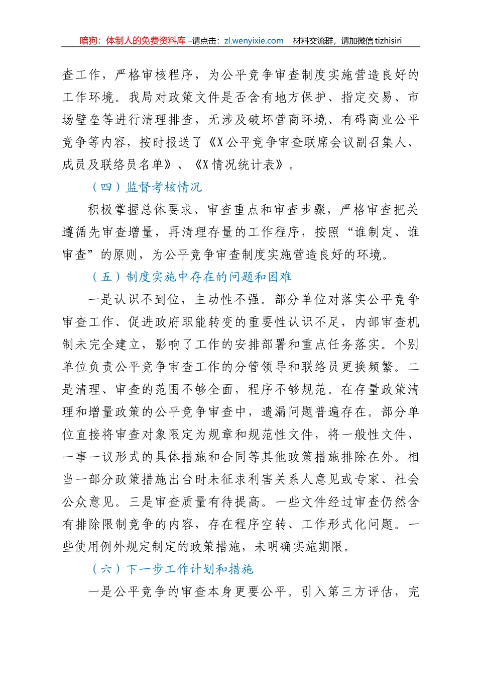 X局X年公平竞争审查工作情况报告_第2页