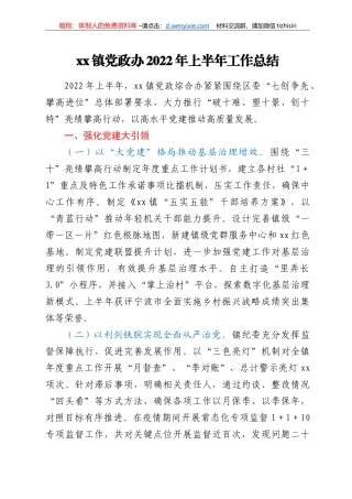 xx镇党政办2022年上半年工作总结