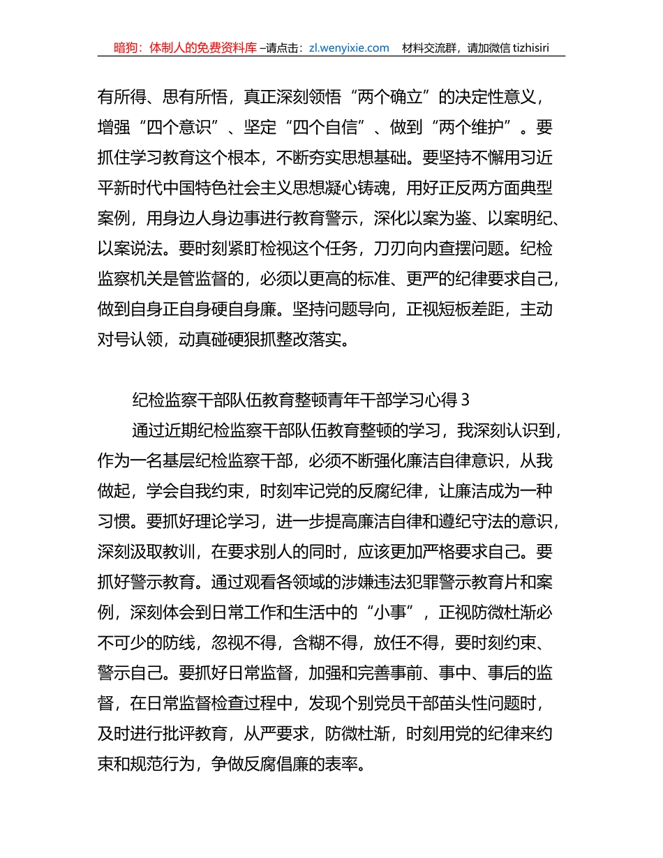 (5篇)纪检监察干部队伍教育整顿青年干部学习心得_第2页