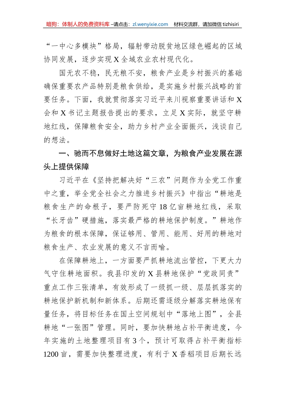 守“红线”保“粮安”推动乡村产业全面振兴研讨发言_第2页