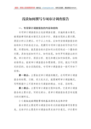 浅谈如何撰写专项审计调查报告