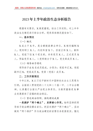 2023年上半年政治生态分析报告