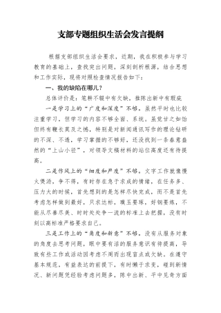 笔友分享支部专题组织生活会发言提纲
