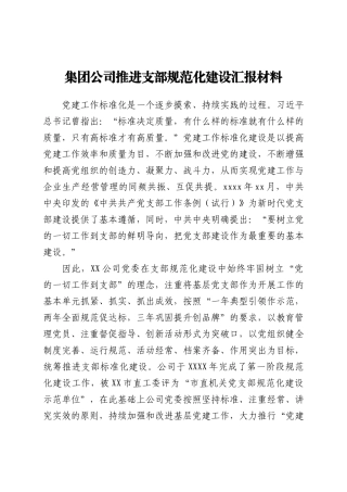 公司推进支部规范化建设总结汇报