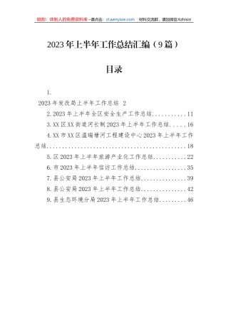 2023年上半年工作总结汇编（9篇）