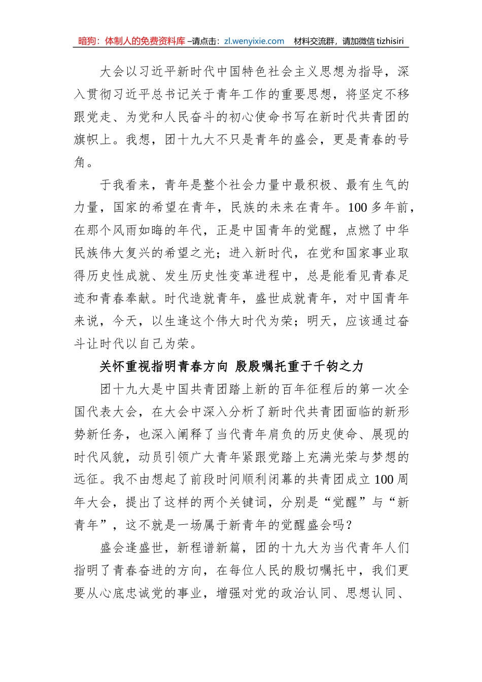 奋进与担当齐行+芳华共时代一色——青年干部学习共青团十九大精神心得体会（公文搜原创）_第2页