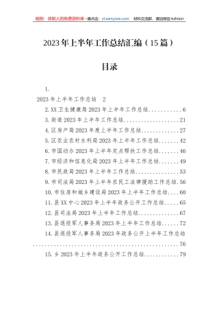 2023年上半年工作总结汇编（15篇）