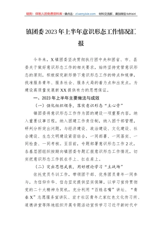 镇团委2023年上半年意识形态工作情况汇报