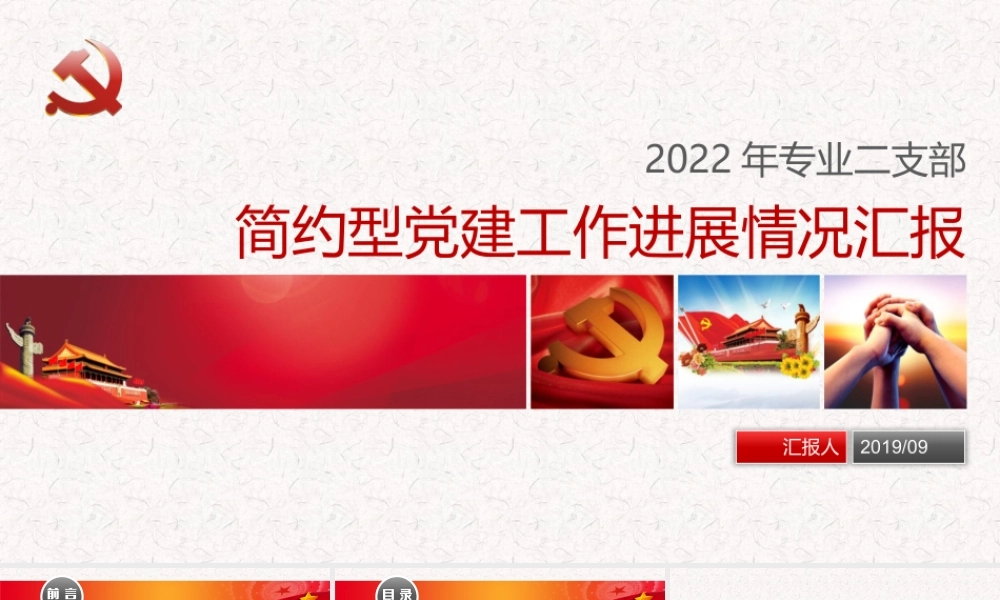 简约党政机关党支部工作汇报PPT