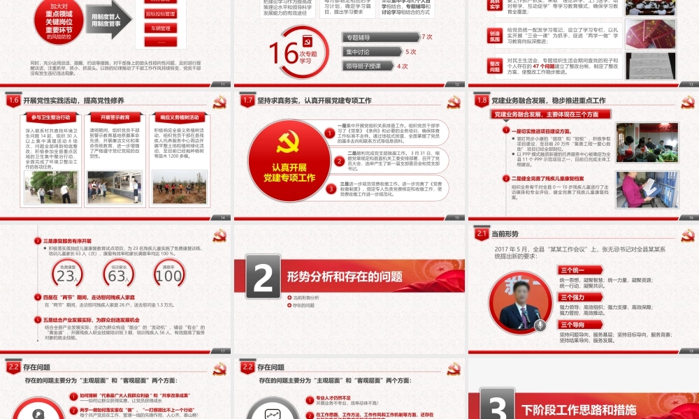 简约党政机关党支部工作汇报PPT