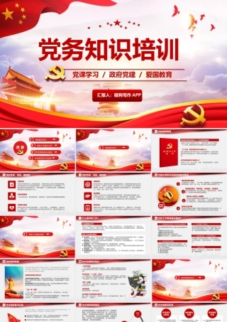 政府党建学习党务知识培训PPT模板