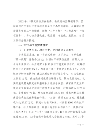 镇人民政府2022年工作总结及2023年工作计划