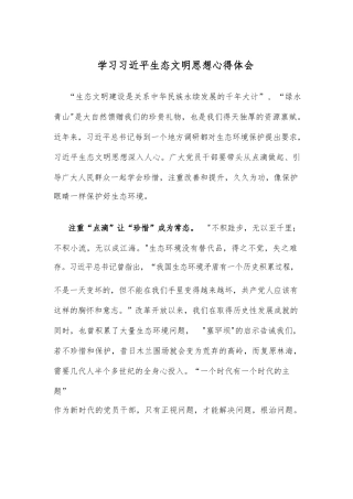 学习XXX生态文明思想心得体会