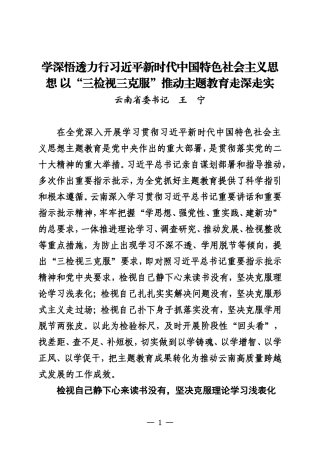 学深悟透力行习近平新时代中国特色社会主义思想 以“三检视三克服”推动主题教育走深走实