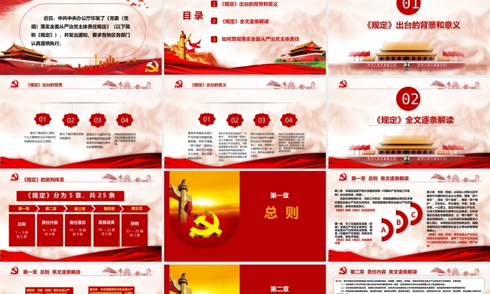 《党委（党组）落实全面从严治党主体责任规定》专题辅导ppt