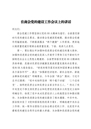 在商会党的建设工作会议上的讲话 (1)