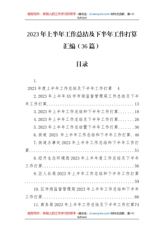 2023年上半年工作总结及下半年工作打算汇编（36篇）