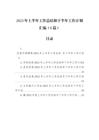 2023年上半年工作总结和下半年工作计划汇编（6篇）