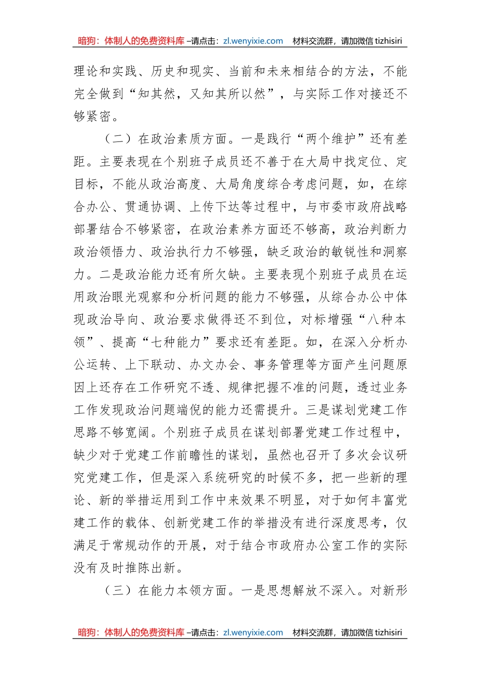 2023年市政府办公室党组主题教育专题民主生活会领导班子对照检查材料_第2页