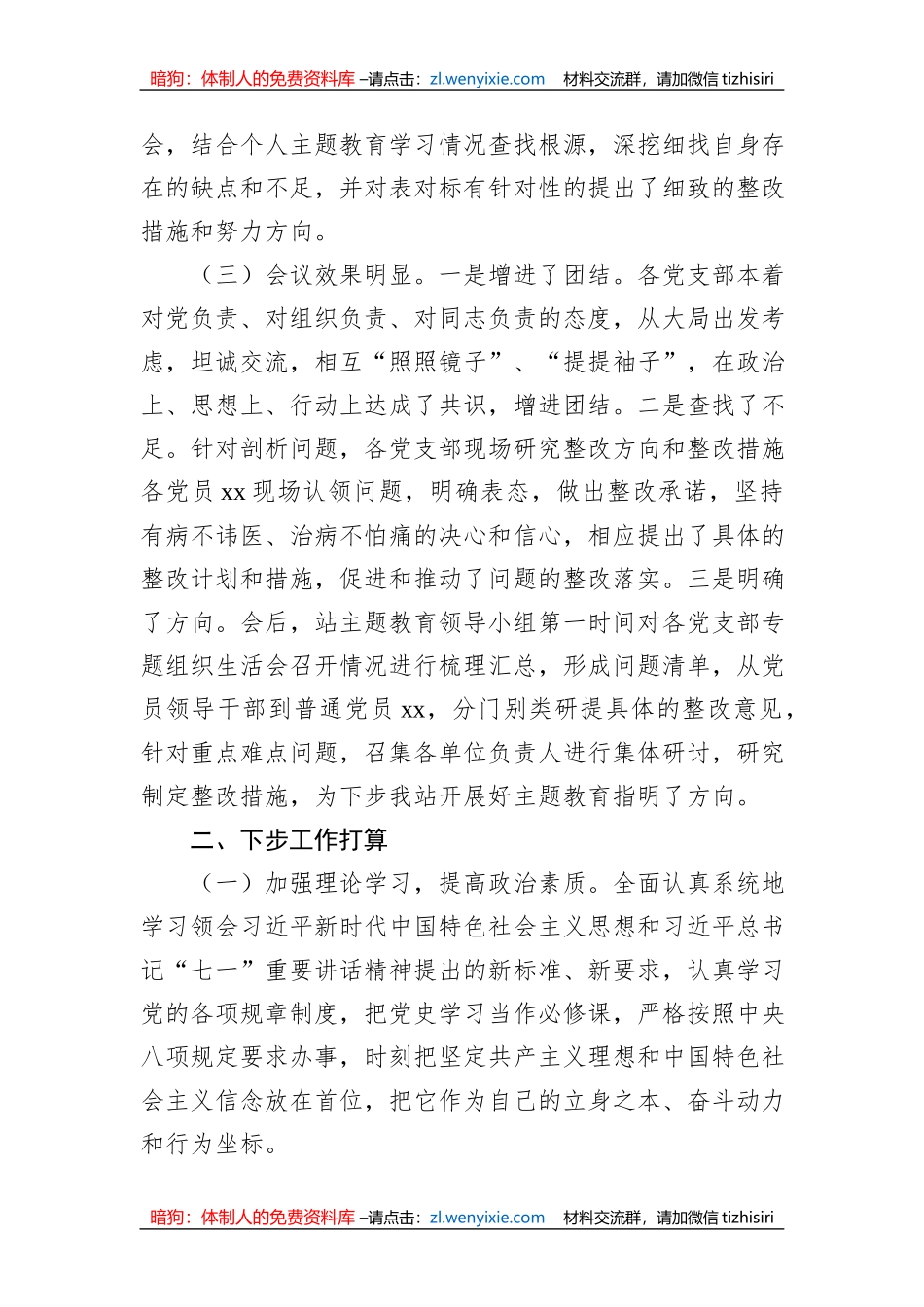 2023年主题教育组织生活会情况报告_第3页