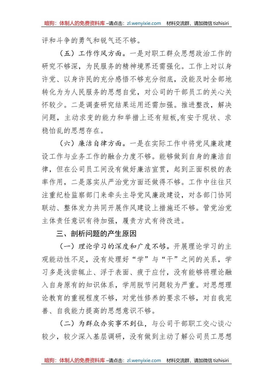 集团公司2023年主题教育专题民主生活会个人检视材料_第3页