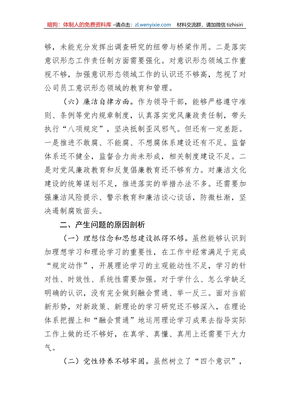 集团公司2023年主题教育领导班子个人对照检查材料_第3页
