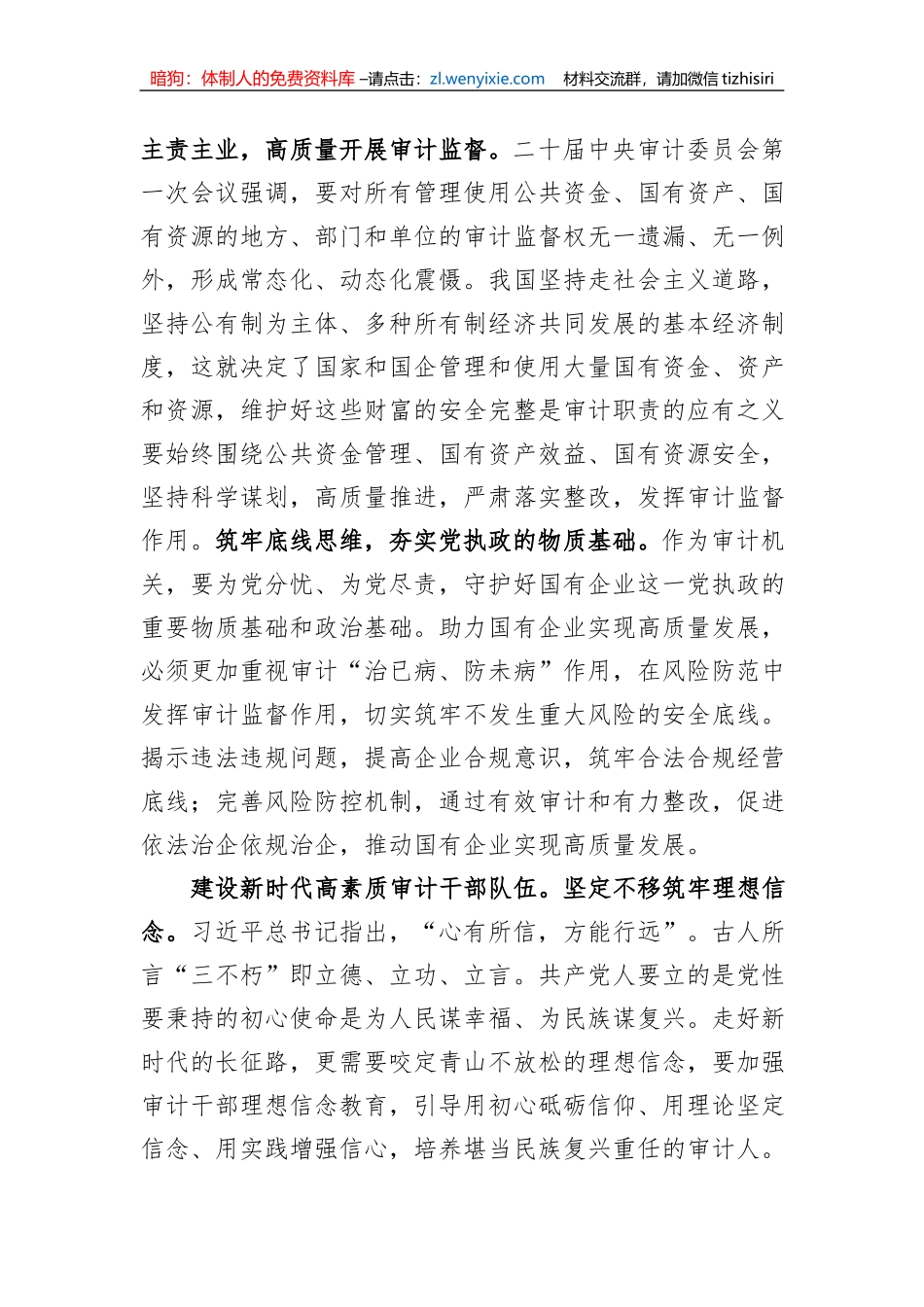 在国有企业审计工作专题研讨交流会上的发言材料_第3页