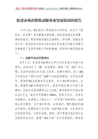 促进市场消费推动服务业发展情况的报告