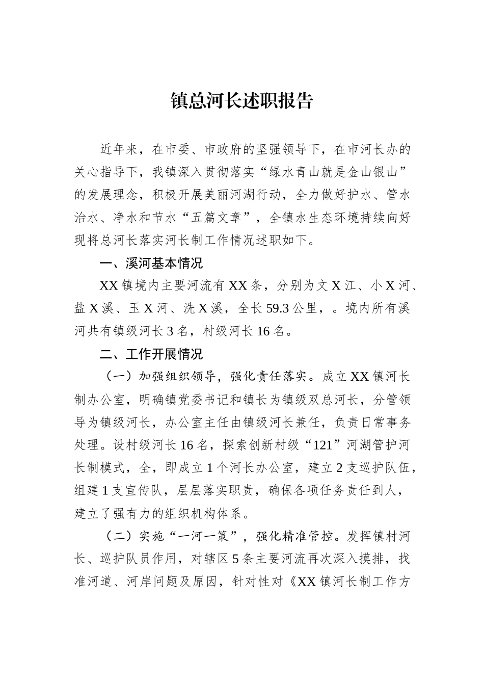 镇总河长述职报告_第1页