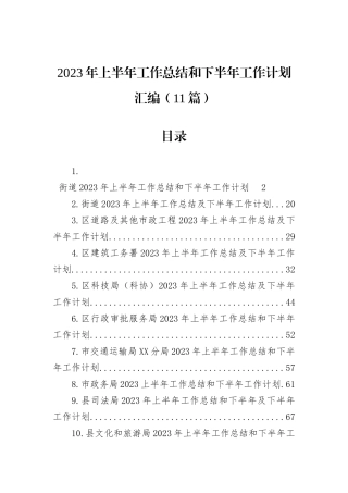 2023年上半年工作总结和下半年工作计划汇编（11篇）