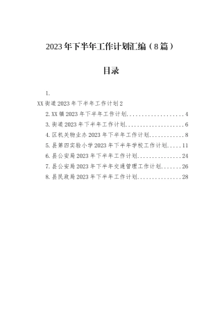 2023年下半年工作计划汇编（8篇）