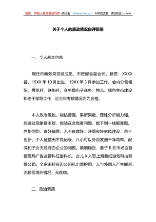 关于个人的廉政情况自评画像