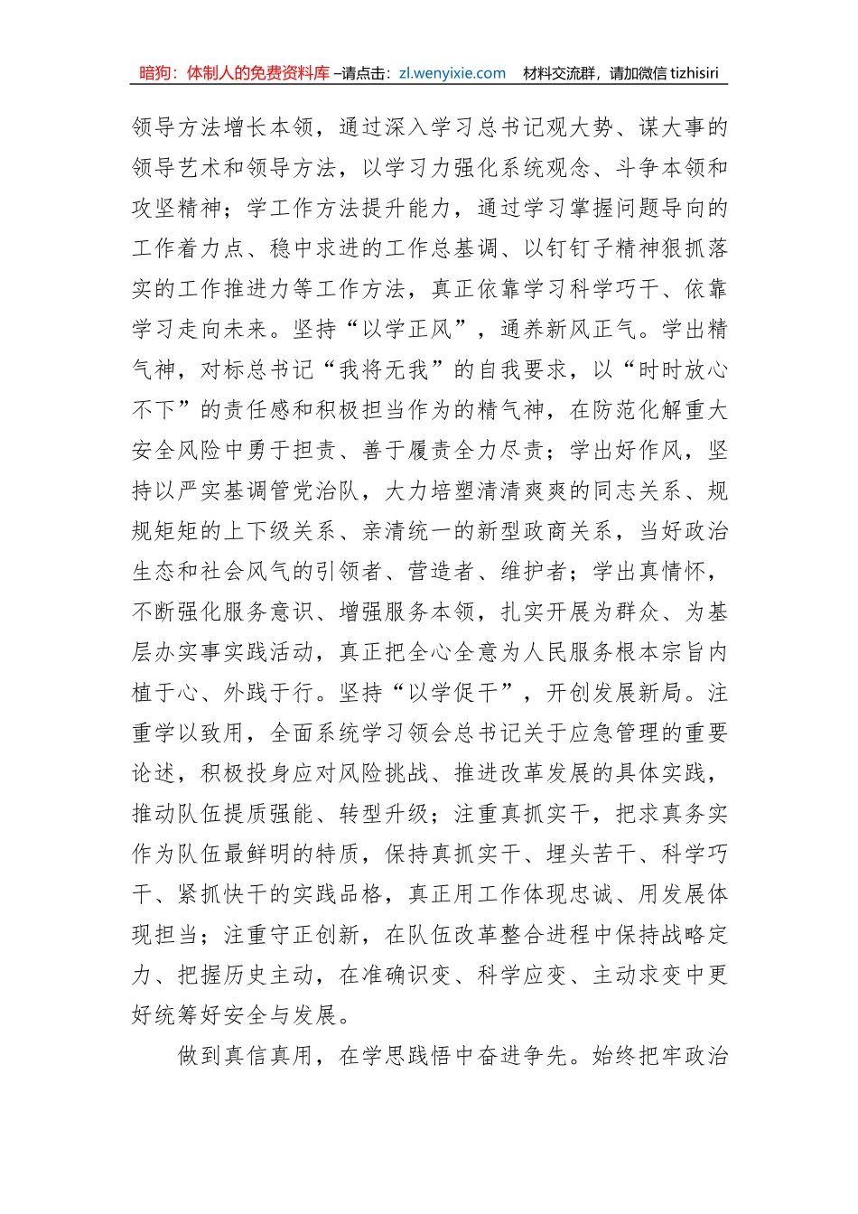 在全市应急管理系统第二批主题教育专题读书班上的研讨发言材料_第3页