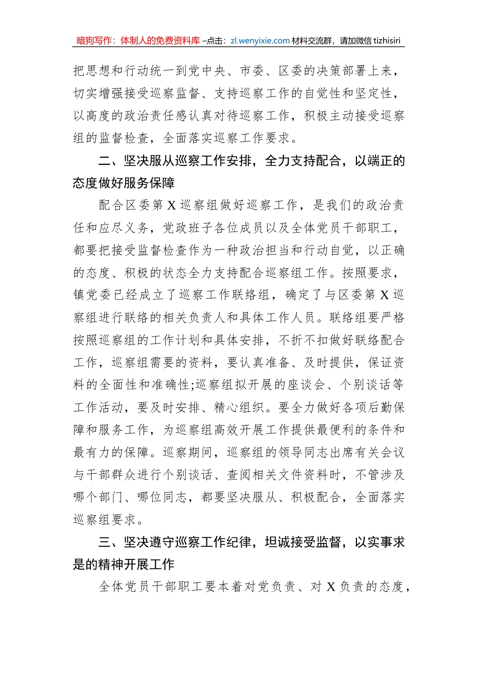 在2023年镇巡察工作动员会上的表态发言_第2页