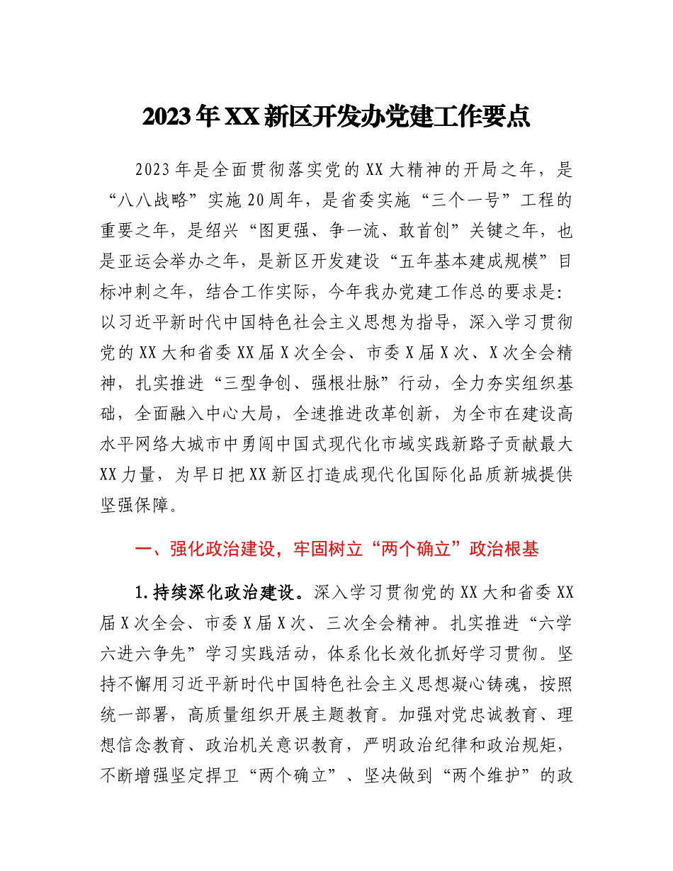 2023年XX新区开发办党建工作要点_第1页