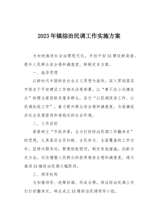 2023年镇综治民调工作方
