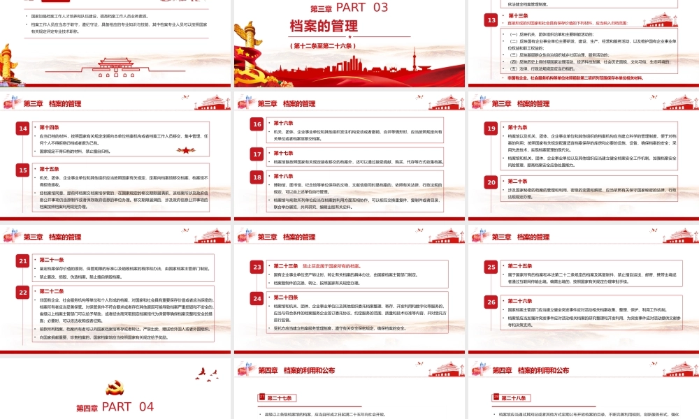 2021年1月1日起施行 《中华人民共和国档案法》 全文内容 PPT课件