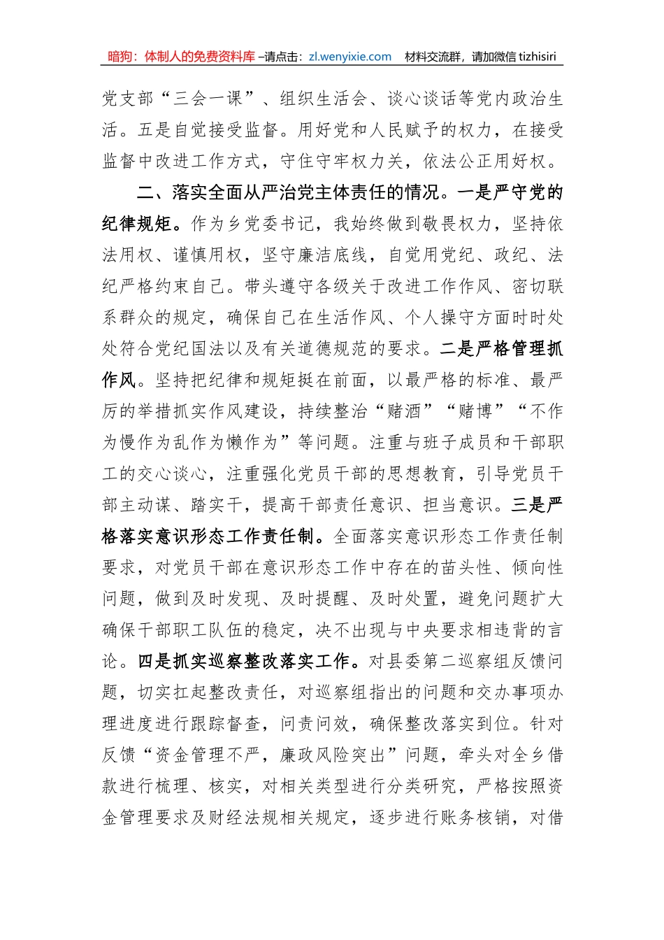 乡党委书记2023年度个人述责述廉报告_第2页