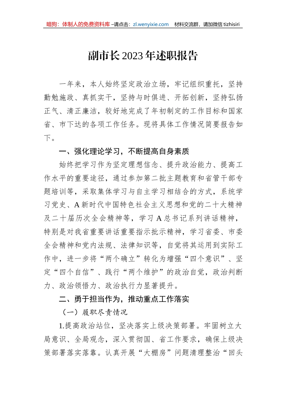 副市长2023年述职报告_第1页