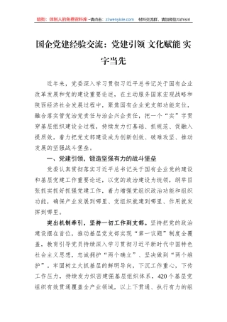 国企党建经验交流：党建引领+文化赋能+实字当先1