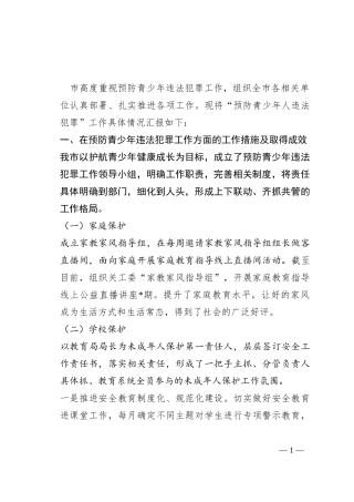关于开展预防青少年违法犯罪工作情况的报告
