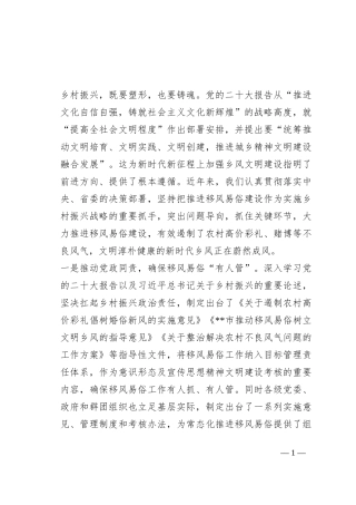 经验交流：聚移风易俗之力 铸乡村振兴之魂