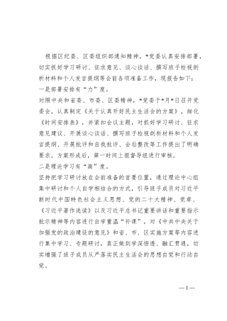 民主生活会准备工作情况报告