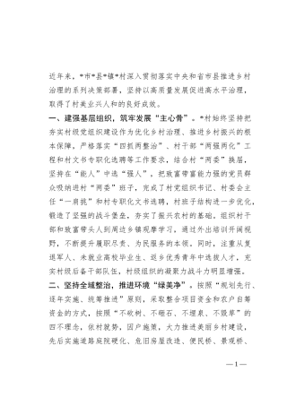 乡村治理典型案例材料（村级）
