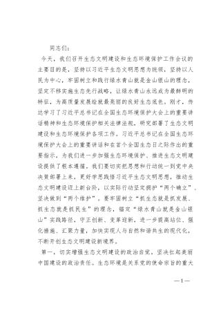 在2023年生态文明建设和生态环境保护工作会议上的讲话