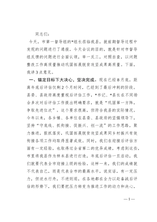 在2023年县巩固拓展脱贫攻坚成果同乡村振兴有效衔接问题整改工作推进会上的讲话