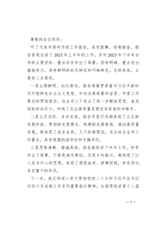 在市委全会分组讨论时的发言提纲